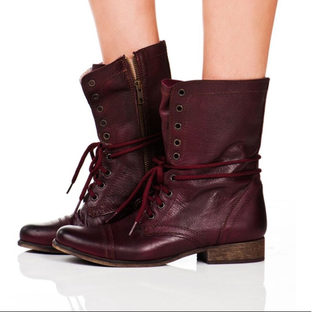 Steve Madden wine colored combat boots